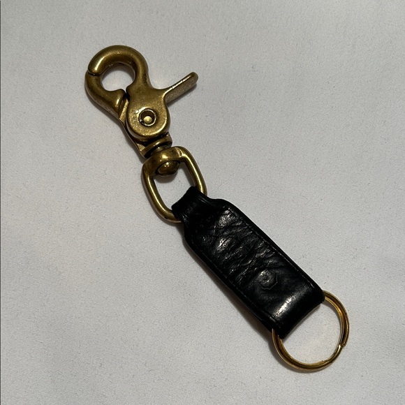 Vintage Coach Black Leather Trigger Snap Key Ring - Picture 1 of 12